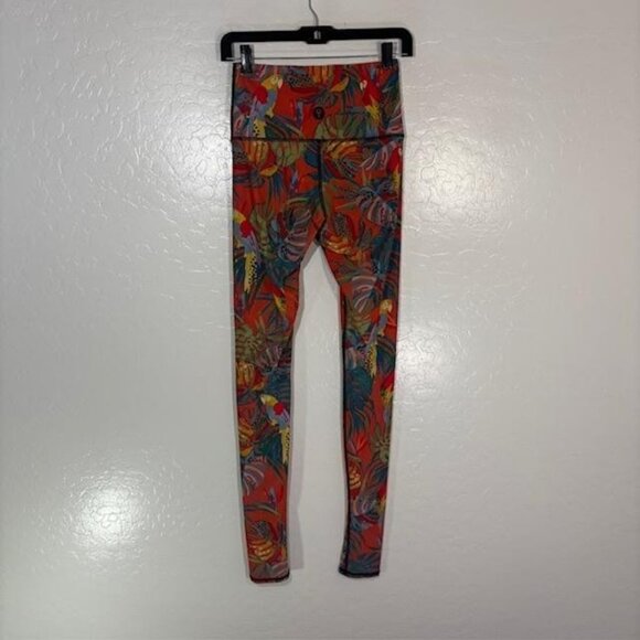 Yoga Democracy Leggings Womens Small Multicolor Parrot High Rise Yoga Pants - Picture 3 of 8